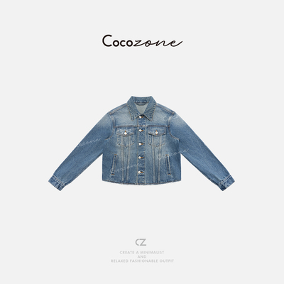 COCOZONE刘一一 牛仔很忙25秋装新款复古做旧短款水洗牛仔外套女