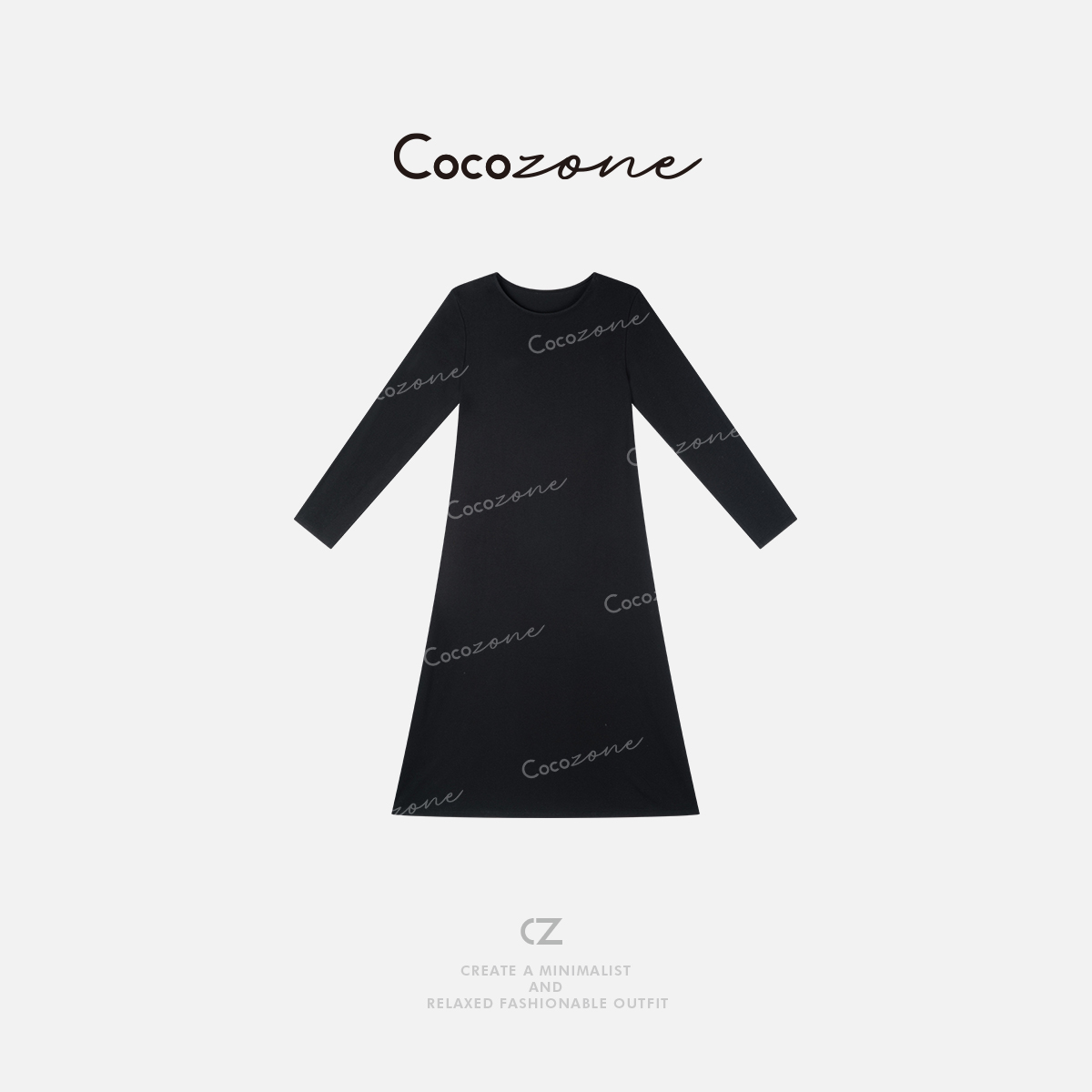 COCO ZONE 刘一一“极简row”25年慵懒宽松显瘦长袖连衣裙CD2A019