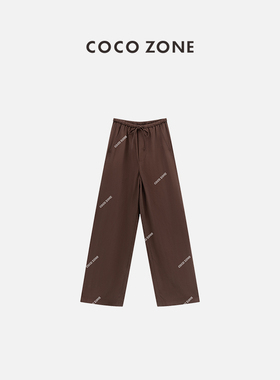 COCO ZONE 刘一一 夏季新款抽绳松紧腰休闲裤复古直筒裤 CC1B1200