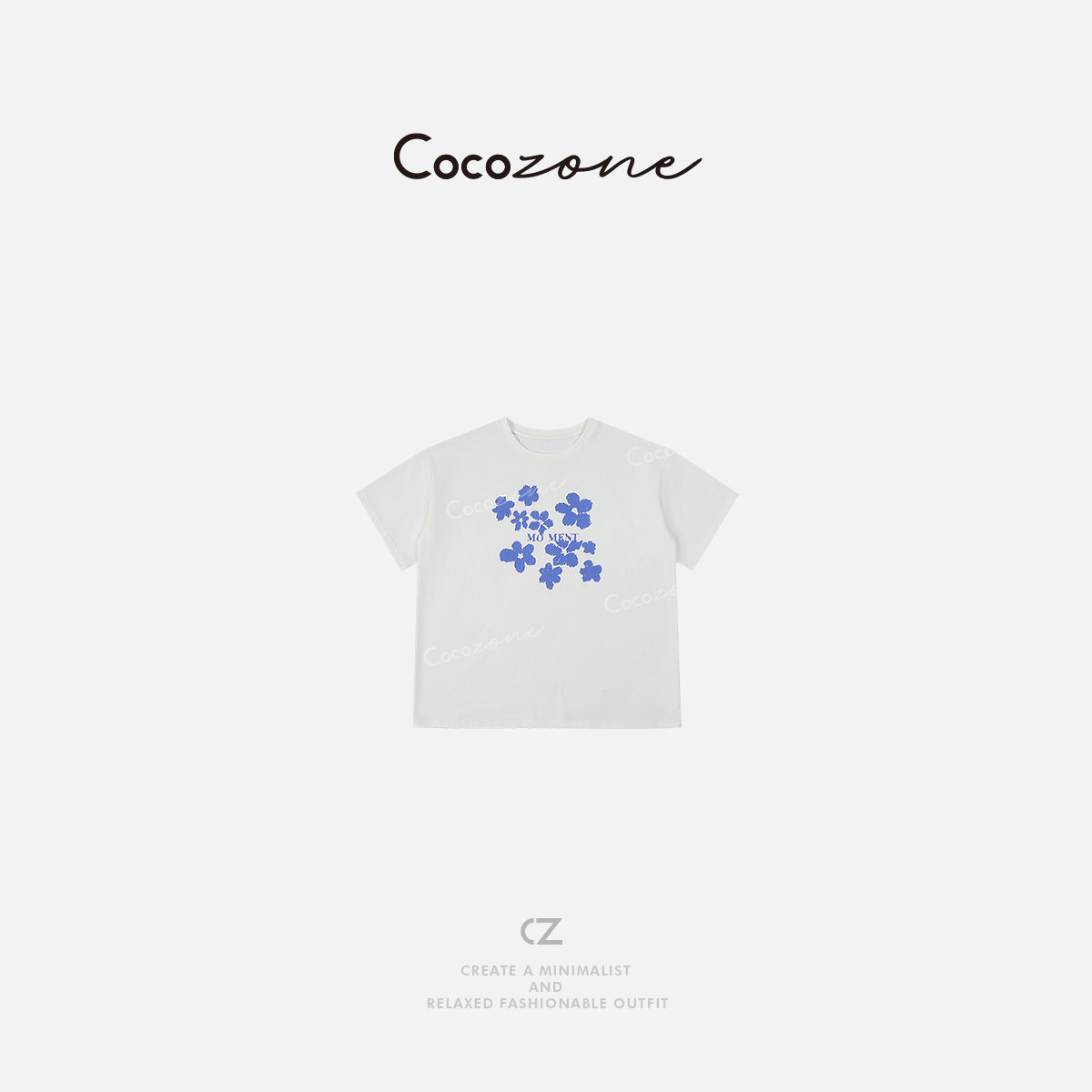 COCO ZONE 刘11 2025新款小众字母印花圆领短袖T恤CD2A0572