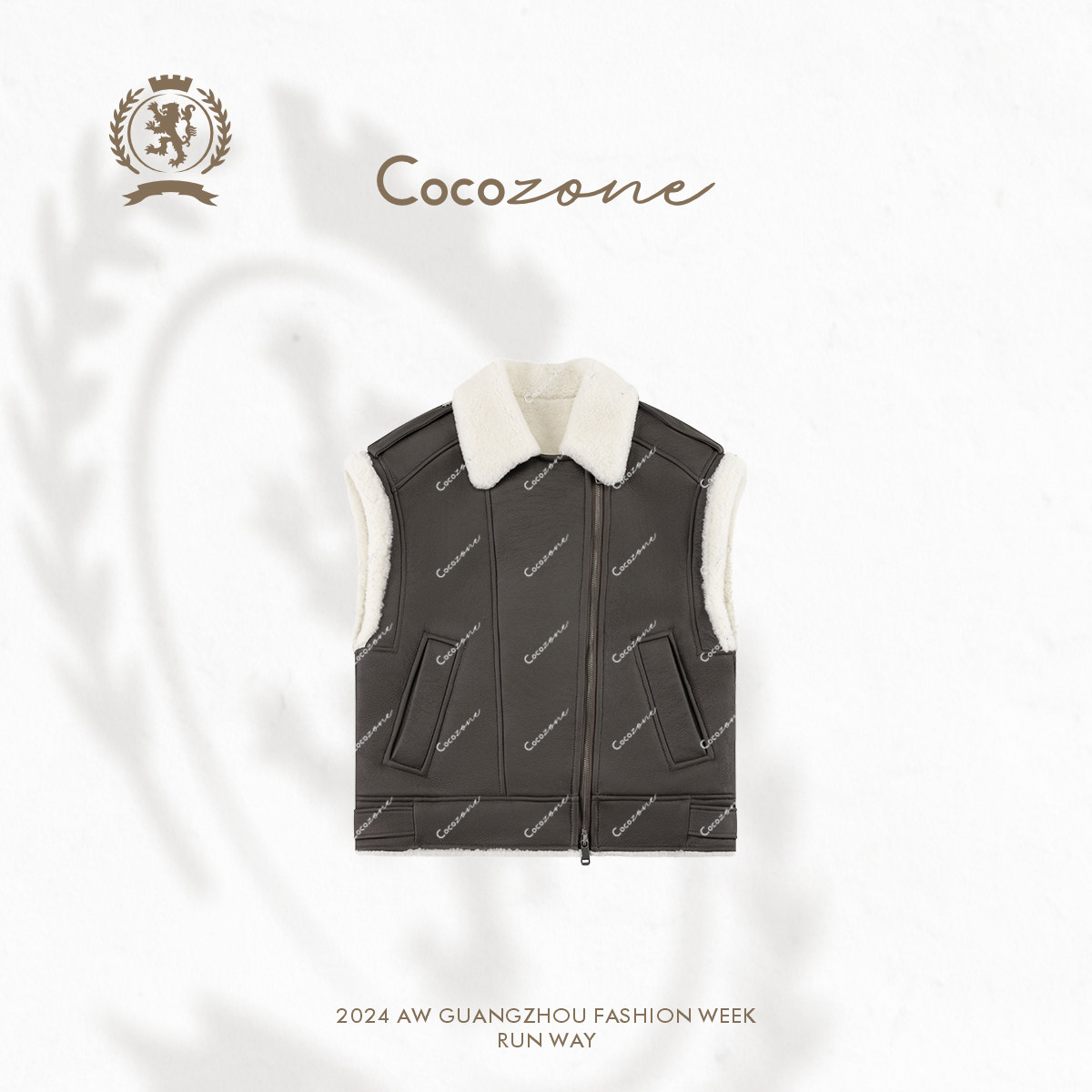 COCOZONE刘11 ”复古老钱“气质V领毛绒加厚时尚马甲CC1C2308