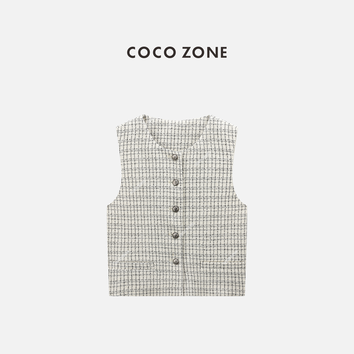 COCO ZONE 刘112025早春米拉小香风气质时尚格纹马甲女CC1C1649