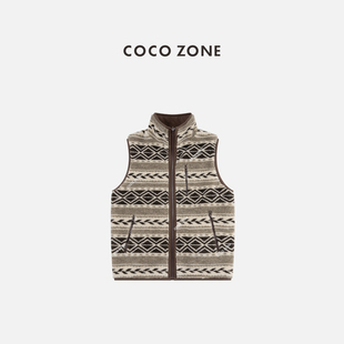 秋冬立领拉链马夹拼色简约无袖 刘11 上衣CC1D2426 ZONE COCO