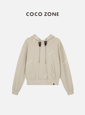 COCO ZONE&刘一一100%棉休闲连帽卫衣系绳穿下摆罗纹上衣23C19136