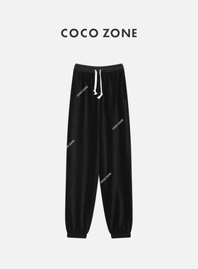COCO ZONE&刘11灯芯绒裤阔腿松紧腰系绳束脚裤 23C19275