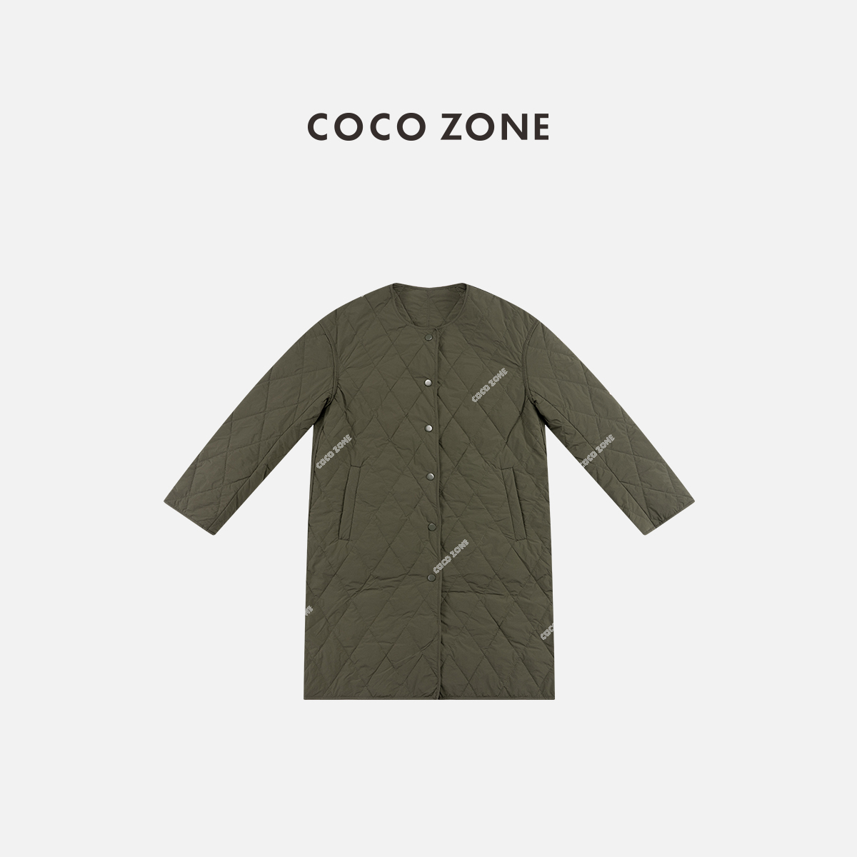 COCO ZONE刘一一“冬牧场”复古高级感菱格圆领保暖棉服CC2D2520