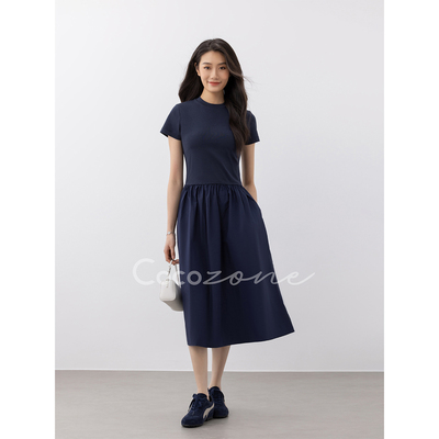 COCO ZONE刘11 【索罗纳棉混纺】圆领修身透气亲肤连衣裙CD2A1473