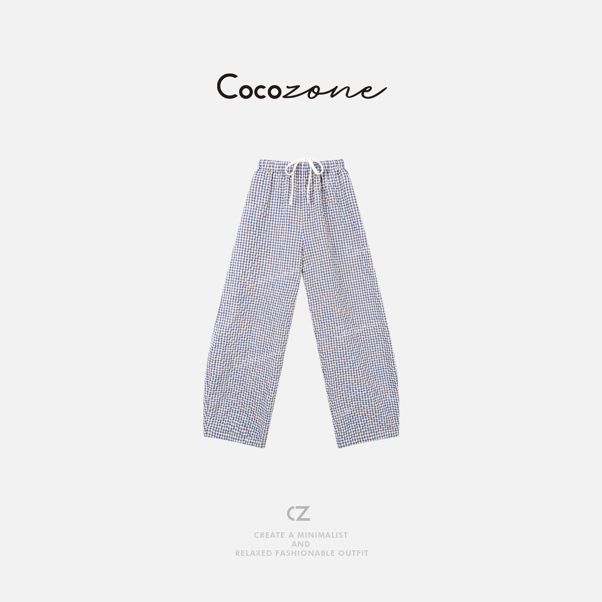 COCO ZONE 刘一一【亚麻棉混纺】松紧腰带撞色休闲裤 CD2A1152