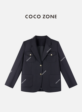 COCO ZONE 刘一一 100绵羊毛学院风女士翻领西装外套CC1C1814