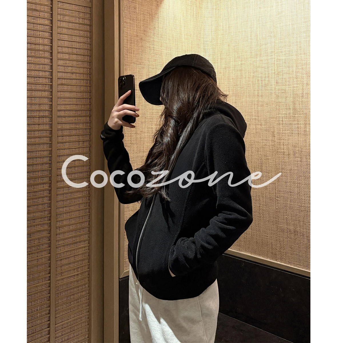 COCO ZONE 刘 一一 “十字花”连帽拉链长袖外套 CD1A1627