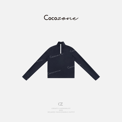 COCO ZONE 刘11德尔菲春季新款拉链立领休闲女式打底衫CD2A0047