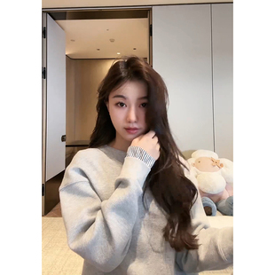 卫衣 COCO 宽松纯色简约圆领套头长袖 刘11春季 24C10290 ZONE