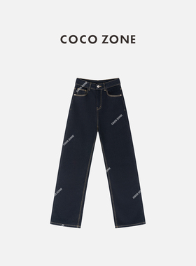 COCO ZONE 刘一一 复古高级感显瘦加绒休闲直筒牛仔裤CC2D2916