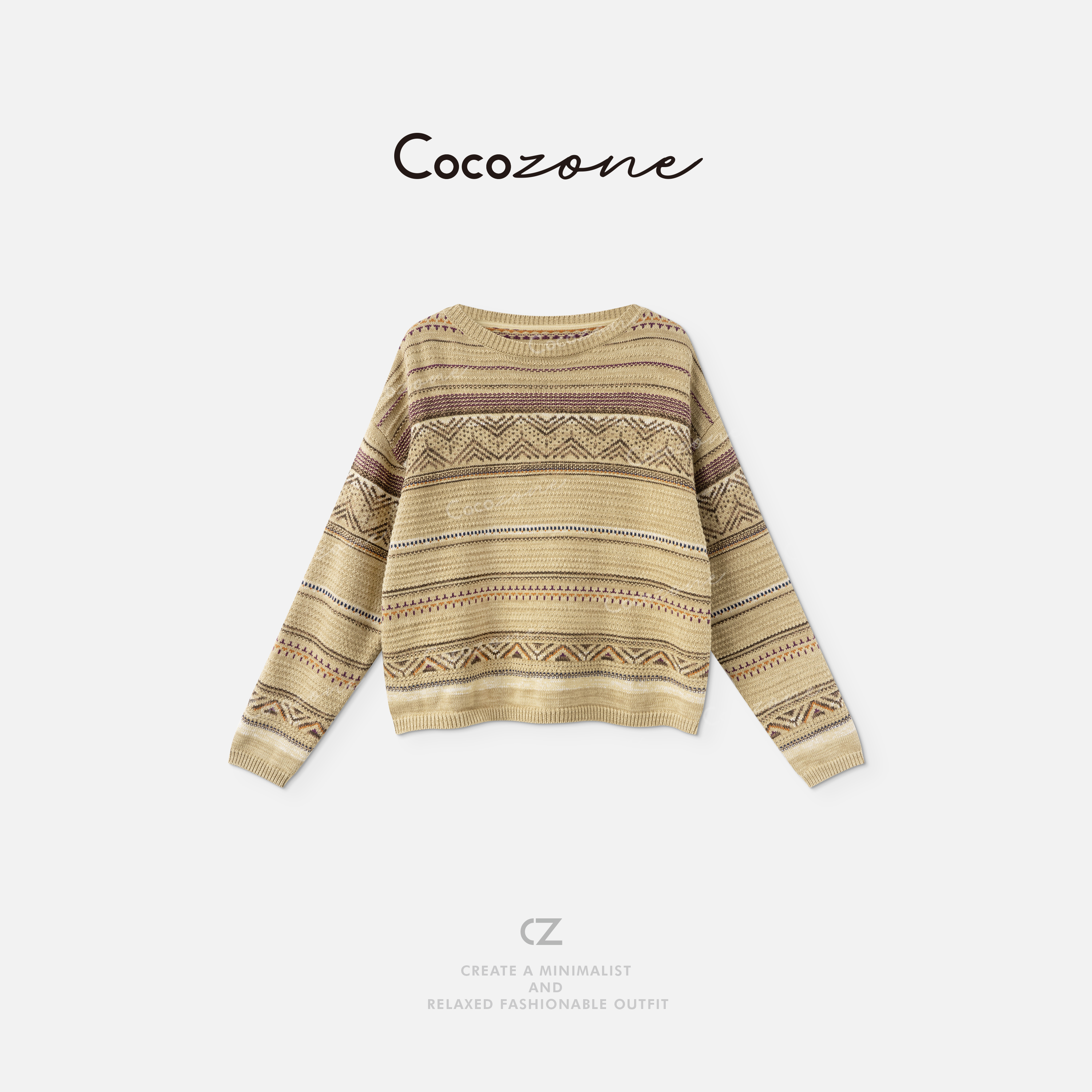 COCO ZONE 刘一一“劳伦毛衣”100棉长袖毛织上衣 CD1A1255