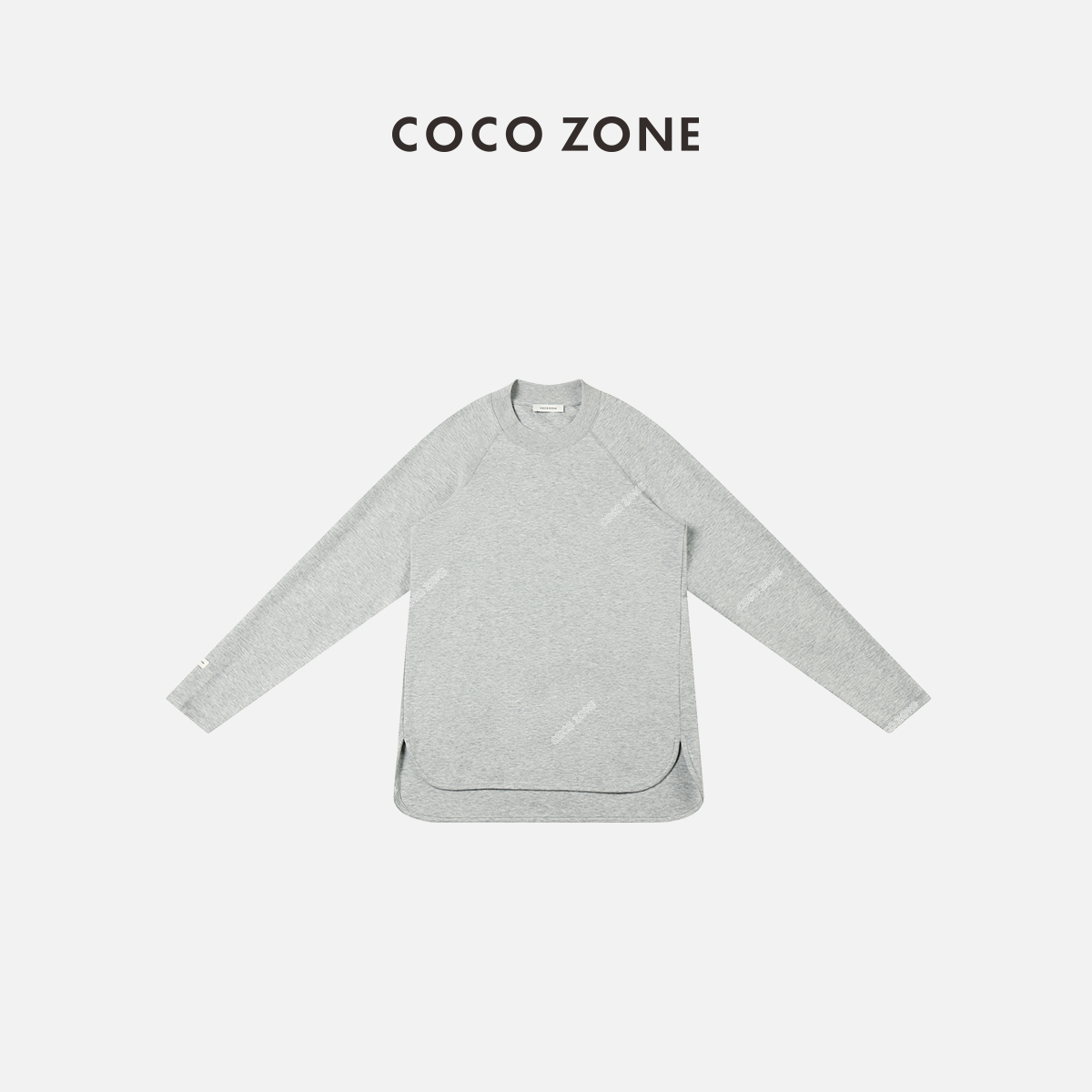 刘11&COCOZONE圆领擦肩袖圆摆设计前短后长简约打底衫23C19491