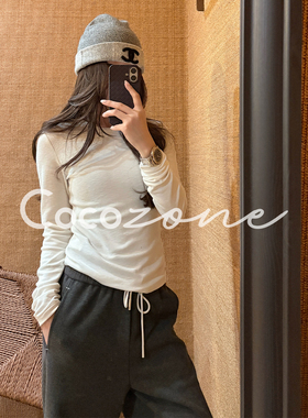 COCO ZONE 刘 一一 “口碑打底”纯色亲肤圆领长袖T恤 CD1A1865