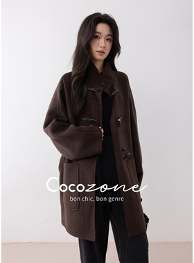 COCO ZONE 刘11“哈里斯”绵羊毛混纺牛角扣毛呢外套 CD2A1760