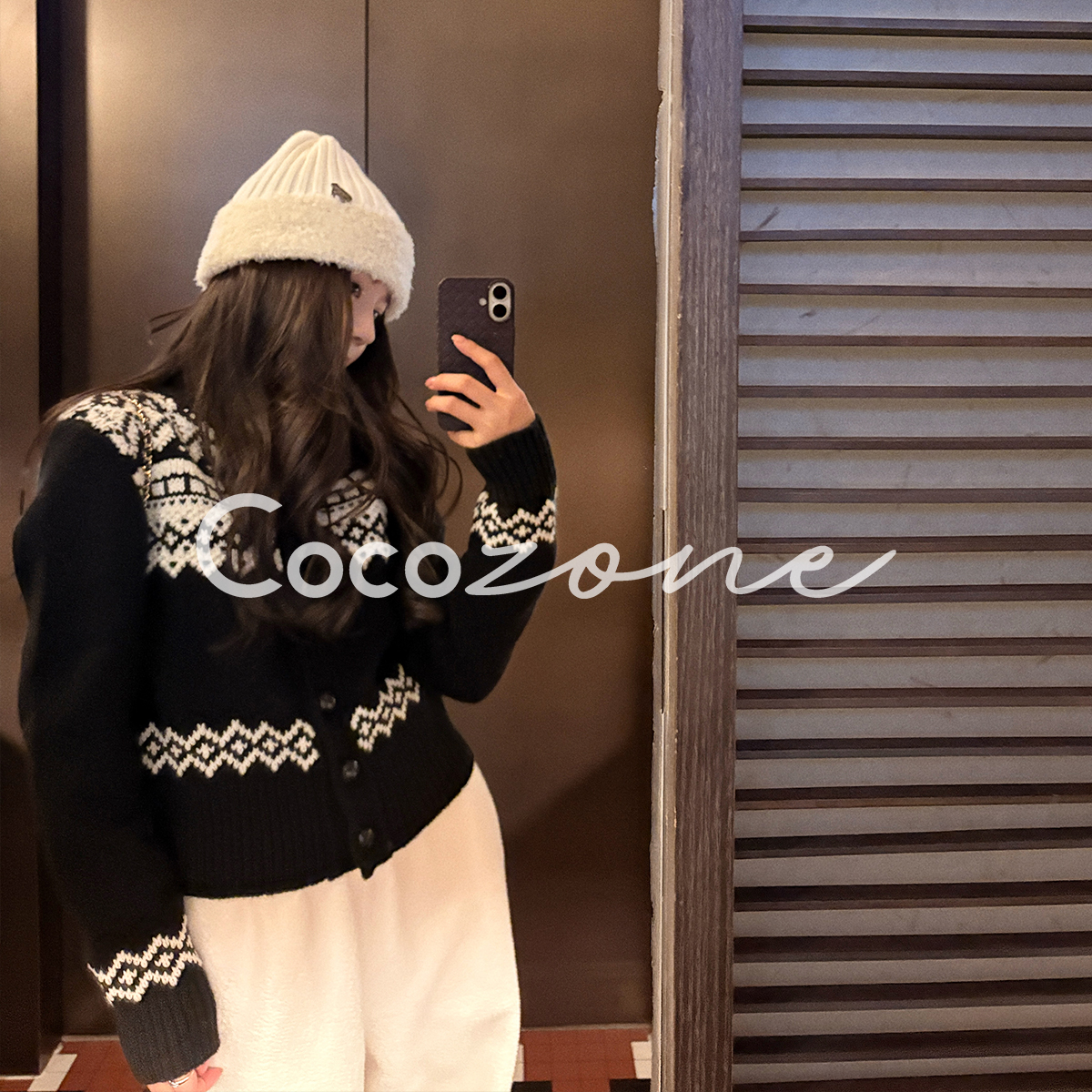COCO ZONE 刘 一一 “紫标系列”100羊毛圆领毛呢外套 CD2A3147