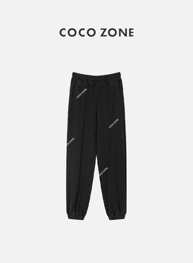 COCO ZONE 松紧腰休闲裤阔腿束脚高腰垂感直筒裤 23C19375