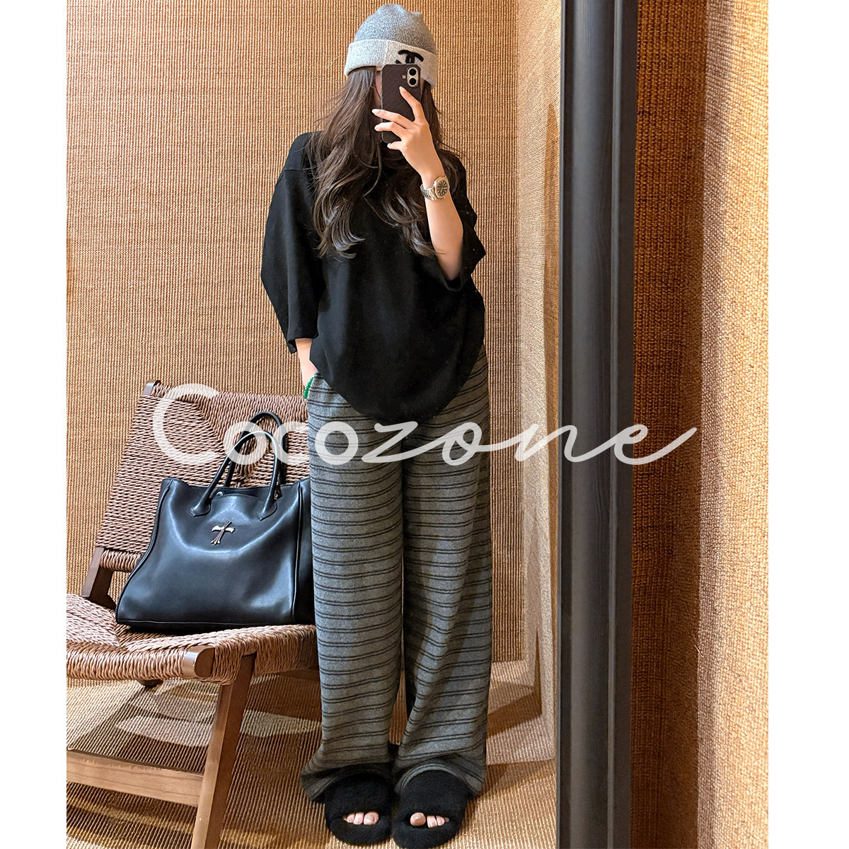 COCO ZONE 刘 一一 “条纹裤”撞色抽绳纹理休闲裤 CD2A3156,女装/女士精品,休闲裤,淘宝优惠券,粉丝福利购,淘宝优惠卷