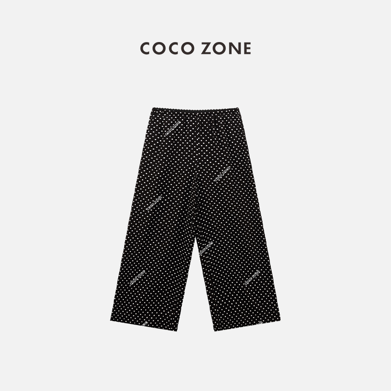 COCOZONE复古波点垂感休闲裤