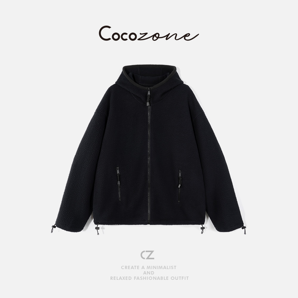 COCO ZONE 刘 一一  纯色连帽拉链外套 CD1A1635