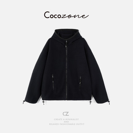 COCO ZONE 刘 一一  纯色连帽拉链外套 CD1A1635