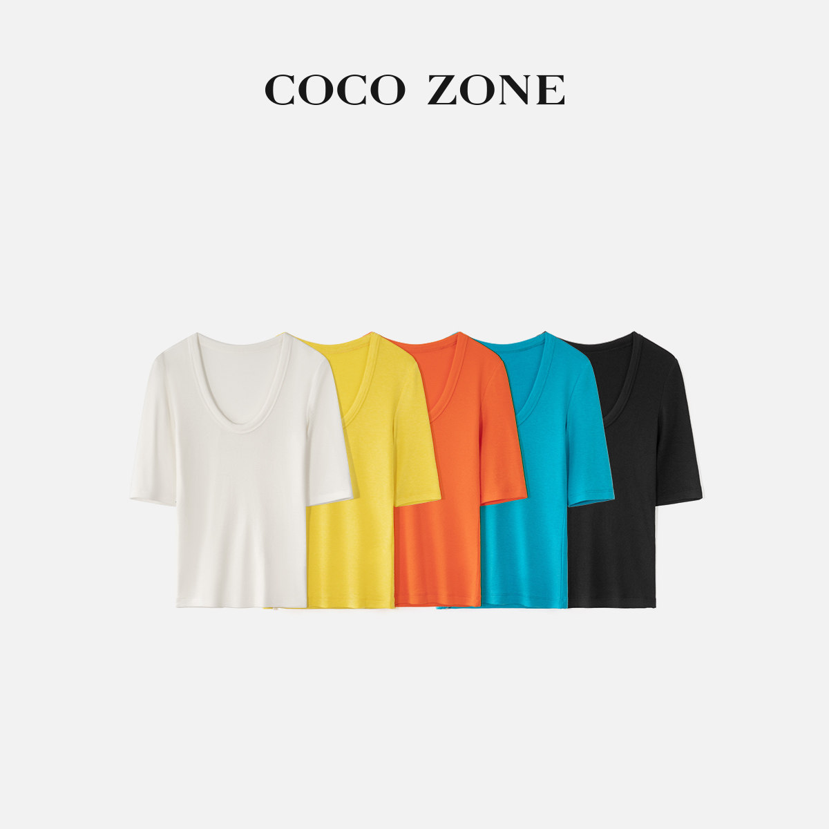 COCO ZONE刘一一''冰淇淋''莱赛尔混纺26夏季U领舒适T恤CF1B0846