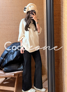 COCO ZONE 刘 一一 【山羊绒混纺】纯色修身喇叭裤 CD2A3148