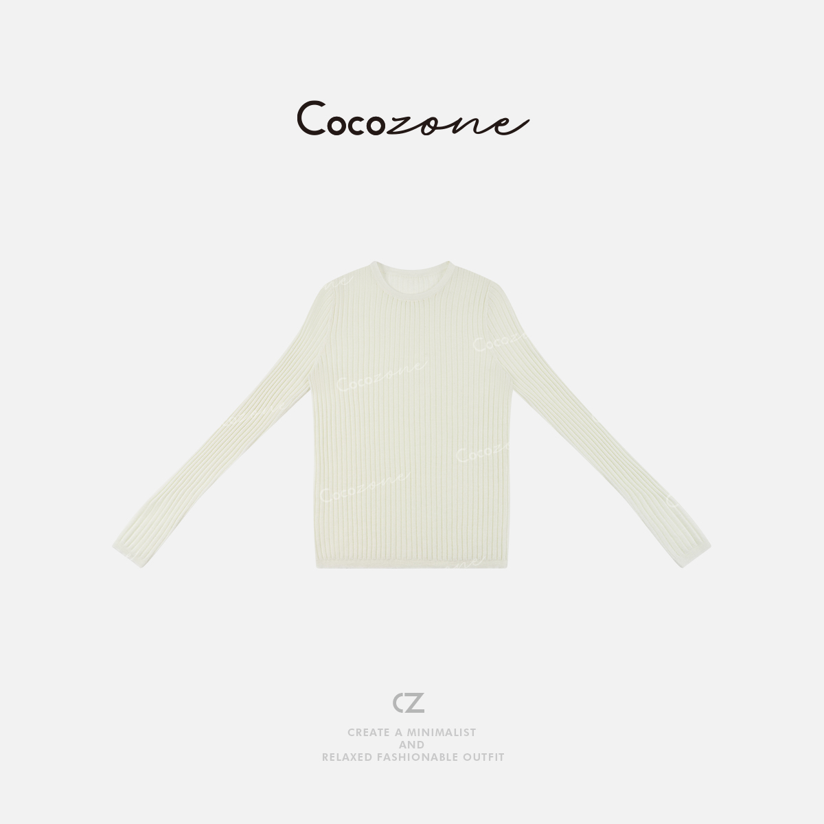 COCO ZONE刘一一【100绵羊毛】竖条纹圆领毛针织衫CD1A0404