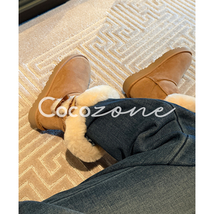 ZONE 饰舒适雪地靴 刘 绒面纽扣装 CD2A3108 一一 COCO
