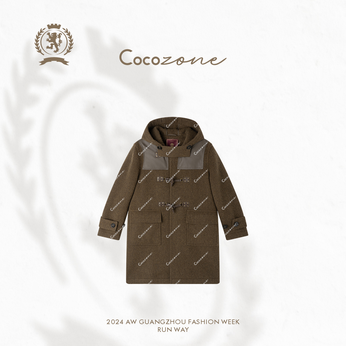 COCOZONE刘一一“复古返潮”中长款牛角扣毛呢子大衣外套CC1C2296