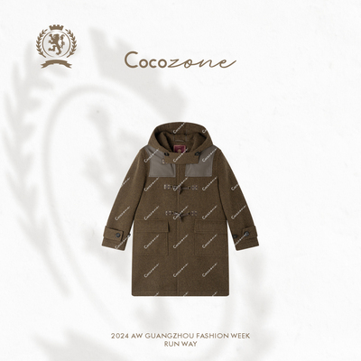 COCOZONE刘11“复古返潮”中长款牛角扣毛呢子大衣外套CC1C2296