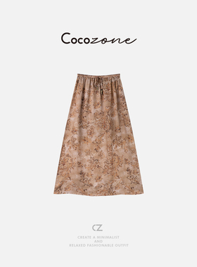 COCO ZONE 刘一一【100人丝】国风印花抽绳橡筋半身裙 CD1A0677