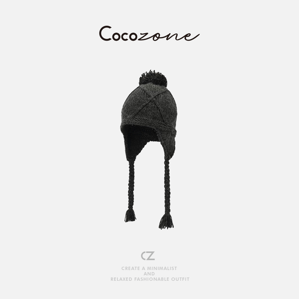 COCO ZONE 刘 一一【羊毛混纺】护耳毛线针织帽子 CD2A2690