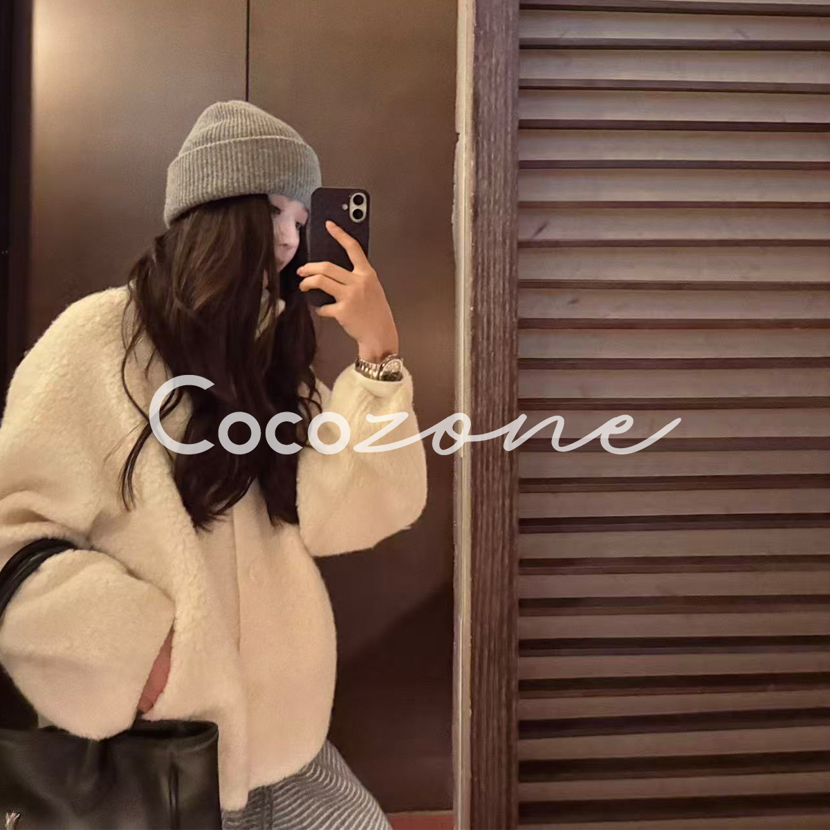 COCO ZONE 刘 一一“暖阳毛衣”100绵羊毛单排扣羊毛衫 CD2A2963