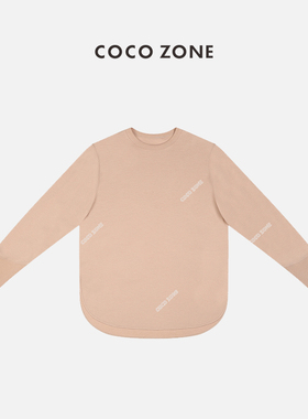 刘一一&COCO ZONE春季罗纹领长袖T恤下摆U型开叉上衣24C10225