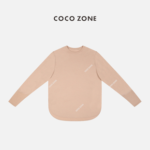 T恤下摆U型开叉上衣24C10225 罗纹领长袖 刘一一&COCO ZONE春季