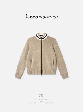 COCO ZONE 刘一一“撞色BC”老钱风立领利落感毛织上衣 CD2A1646