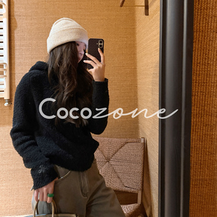 COCO ZONE 刘 一一 “泡芙带帽”连帽拉链柔软毛织上衣CD2A3308