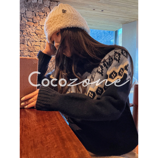 ZONE 羊毛混纺撞色拼接羊毛衫 刘 落雪毛衣 CD2A3248 一一 COCO