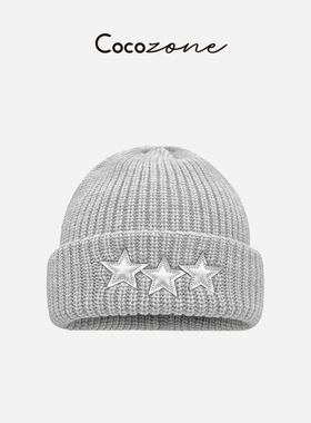 COCO ZONE 刘 一一 五角星装饰街头秋冬针织帽 CD2A3145