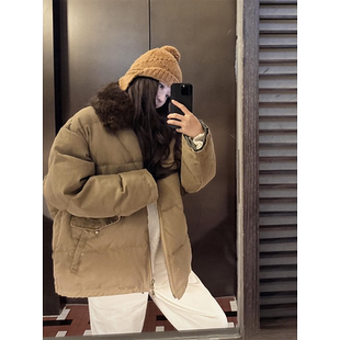 零下鹅绒 刘11 100棉毛绒翻领拉链鹅绒服羽绒服女 ZONE COCO