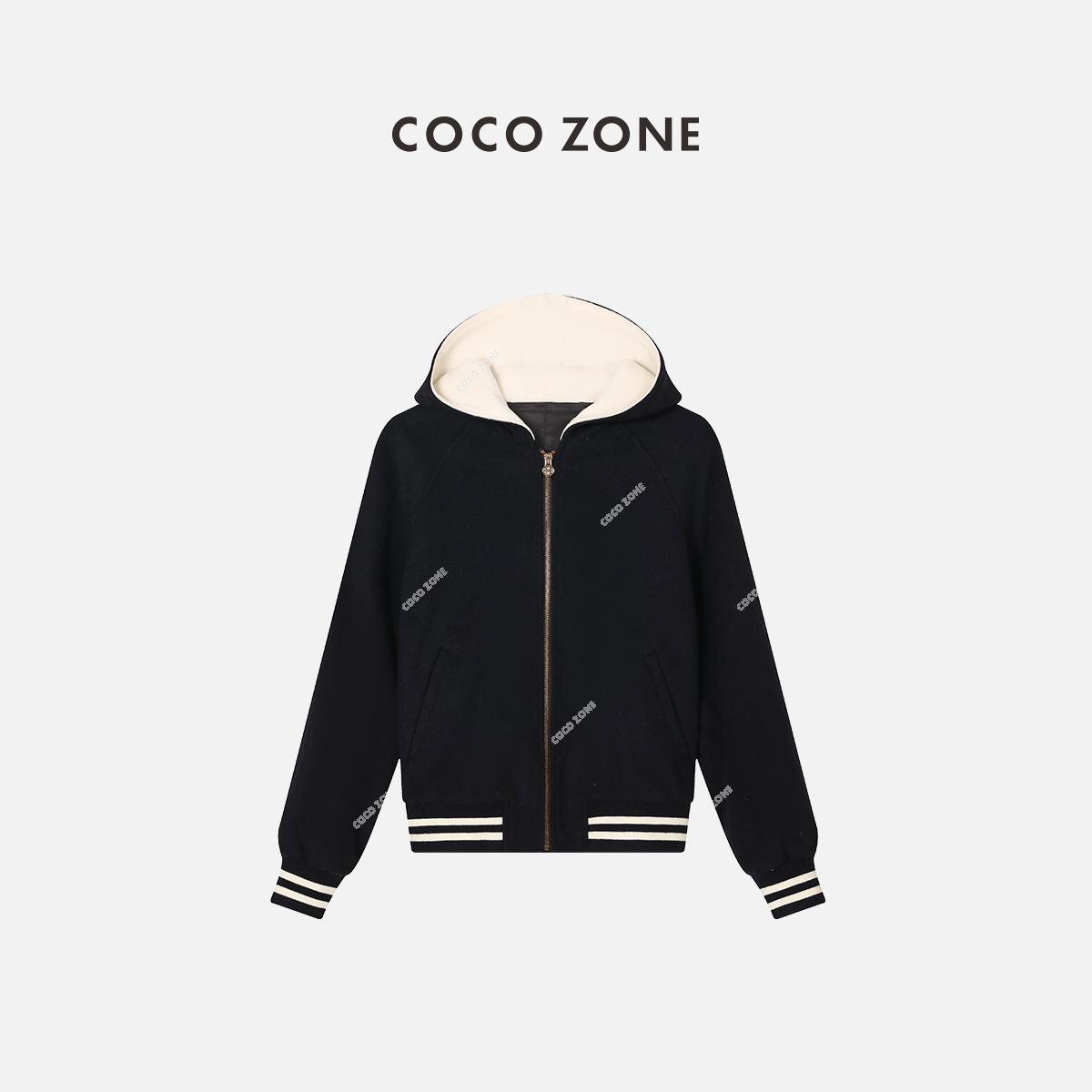 COCO ZONE 刘112025早秋连帽拉链卫衣长袖慵懒风宽松休闲上衣女