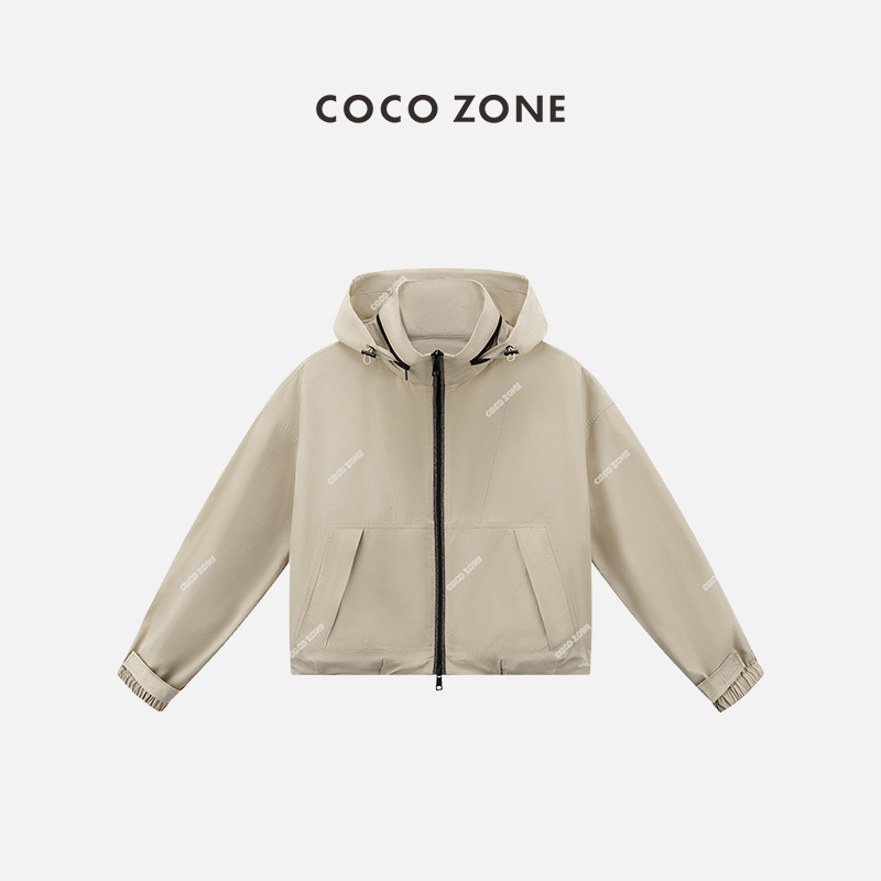 COCOZONE立领连帽拉链外套