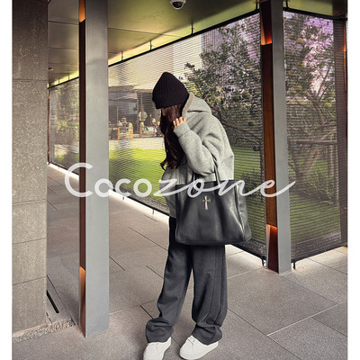 COCO ZONE 刘 一一 “肯豆女孩”羊毛混纺拉链连帽外套 CD1A1690