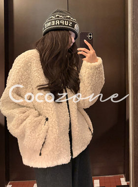 COCO ZONE 刘 一一 “奶油外套”立领拉链撞色外套 CD1A1821