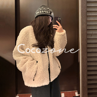 ZONE 立领拉链撞色外套 刘 奶油外套 CD1A1821 一一 COCO