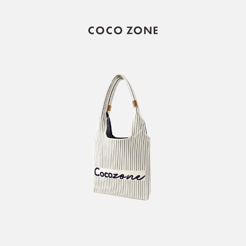 COCO ZONE 2024女士休闲百搭设计感字母坑条单肩包CC2A0360