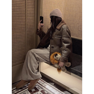 冬季 刘11 复古拼接polo领皮毛一体皮草CC2D3111 ZONE COCO